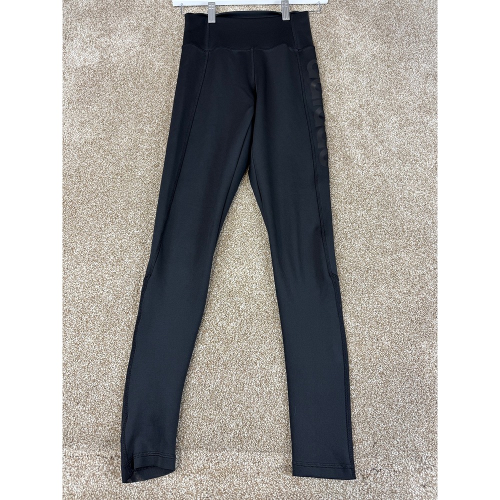 Climalite Kids Black High Waisted Logo Leggings‎ XS Tights Sports Gymwear